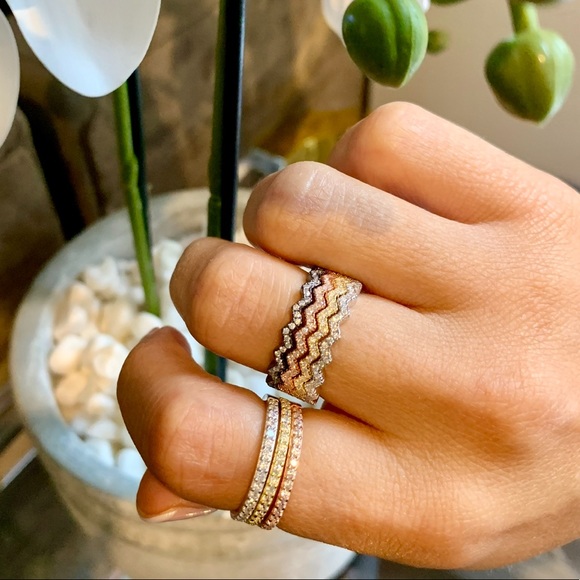 Zig zag tri color ring set - Picture 1 of 1